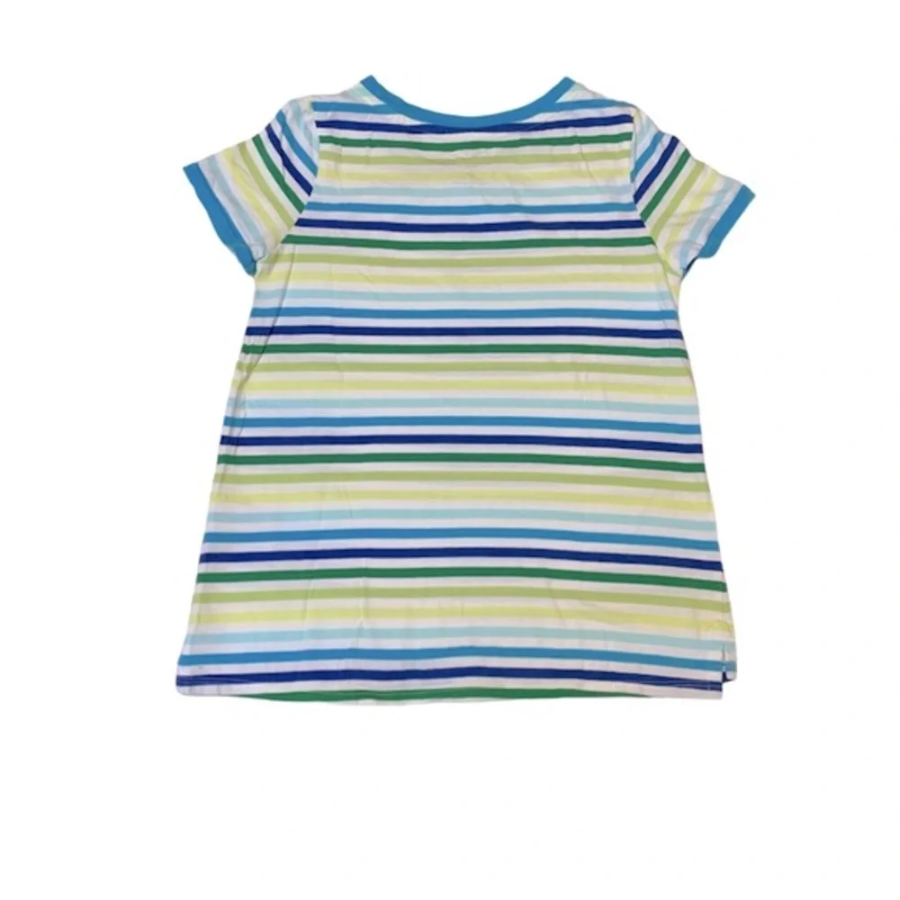 Lands End Girls Short Sleeve Cotton Striped Top Size Small (7/8)